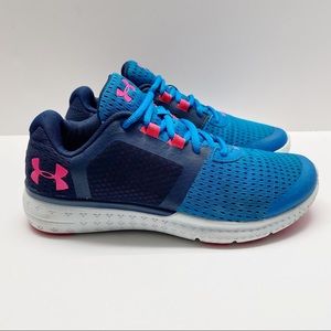UNDER ARMOUR YOUTH 6 Athletic Shoe Blue Pink